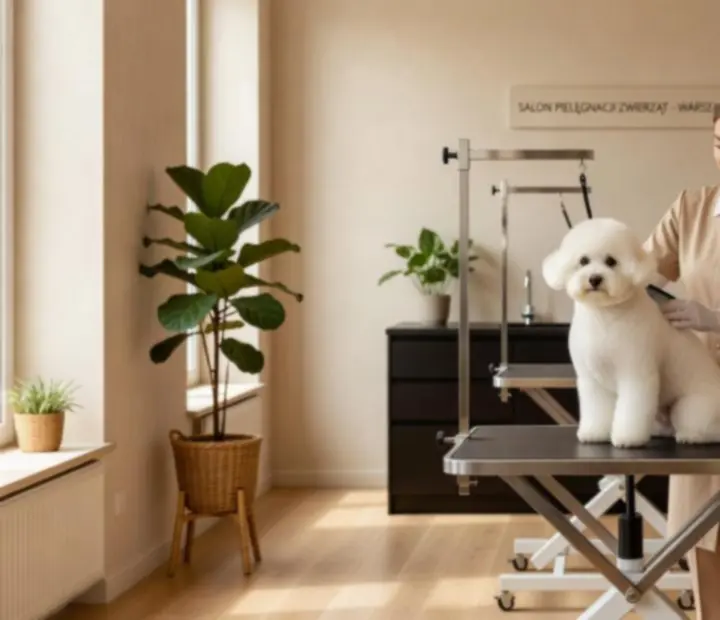 Elegancki salon groomerski przygotowany na wizytę psa lub kota
